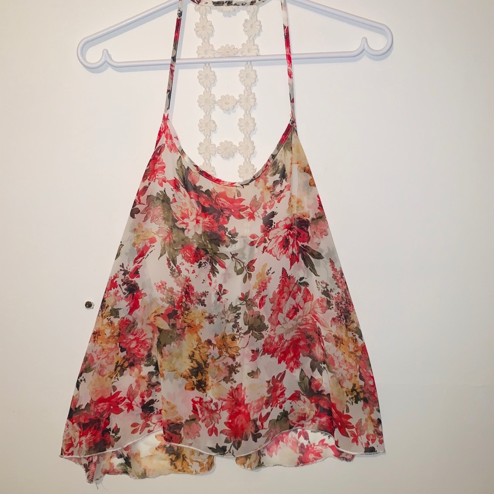 Sheer Floral Tank Top